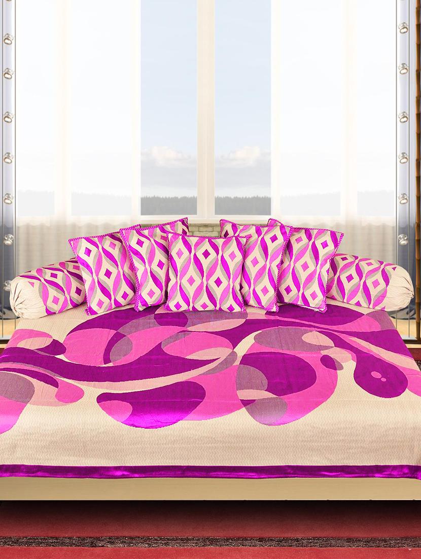cotton 8 pcs diwan set(1 single bed sheet, 5 cushion covers & 2 bolster covers) - 15577297 - Zoom Image - 1