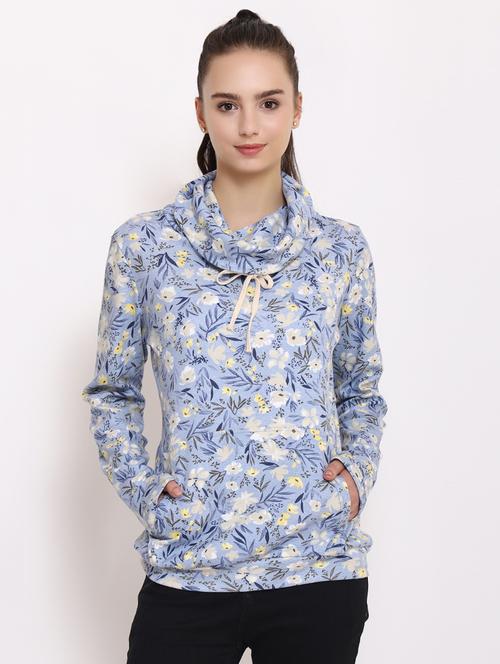 turtle neck floral sweatshirt - 15577306 - Standard Image - 1