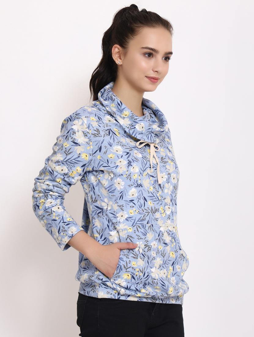 turtle neck floral sweatshirt - 15577306 - Zoom Image - 2