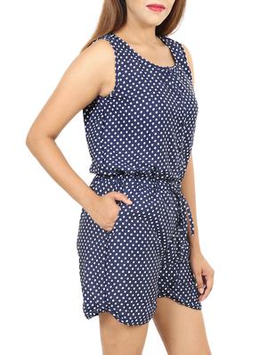 drawstring waist polka dot romper - 15577581 - Standard Image - 2