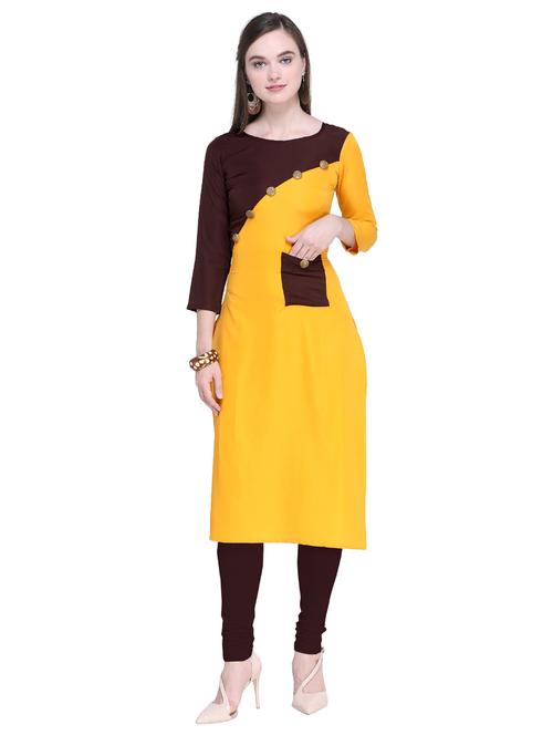 Straight color block kurta - 15577713 - Standard Image - 1