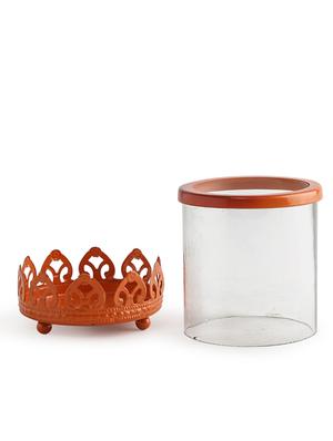 tea light cum candle holder - orange glass - 15577941 - Standard Image - 3