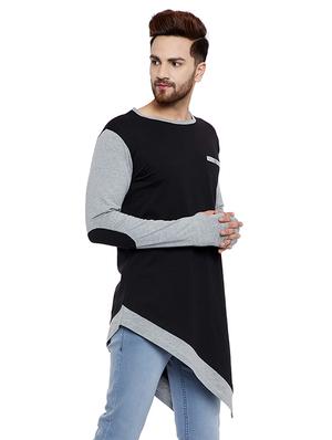 black cotton asymmetric tshirt - 15577999 - Standard Image - 2
