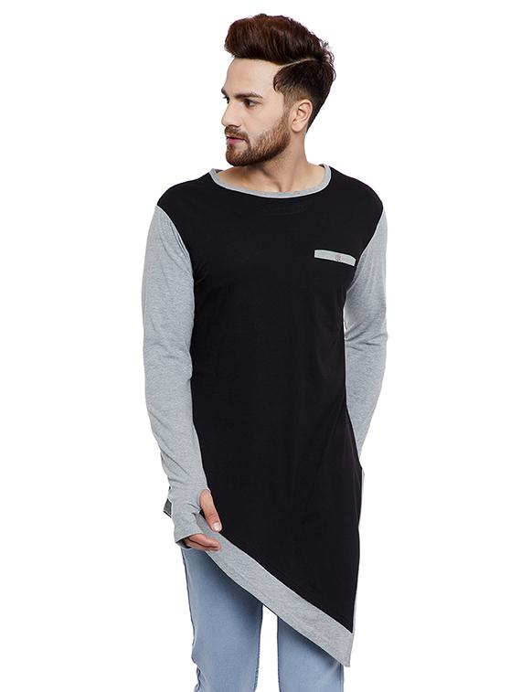 black cotton asymmetric tshirt - 15577999 - Zoom Image - 1
