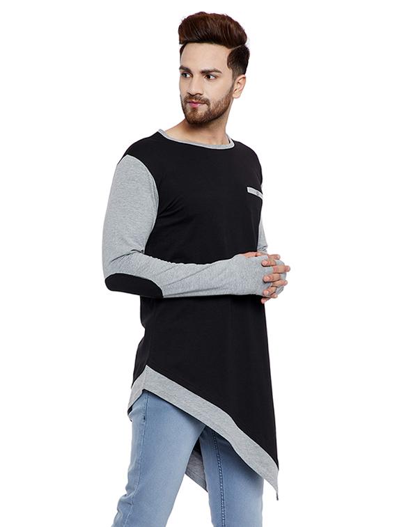 black cotton asymmetric tshirt - 15577999 - Zoom Image - 2