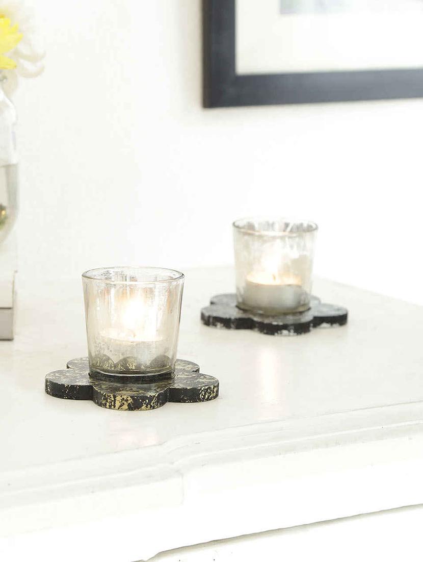 wooden tea light cum candle holder - set of 2 - 15578045 - Zoom Image - 1