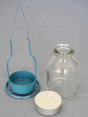 tea light holder - blue hanging glass - 15578059 - Standard Image - 2