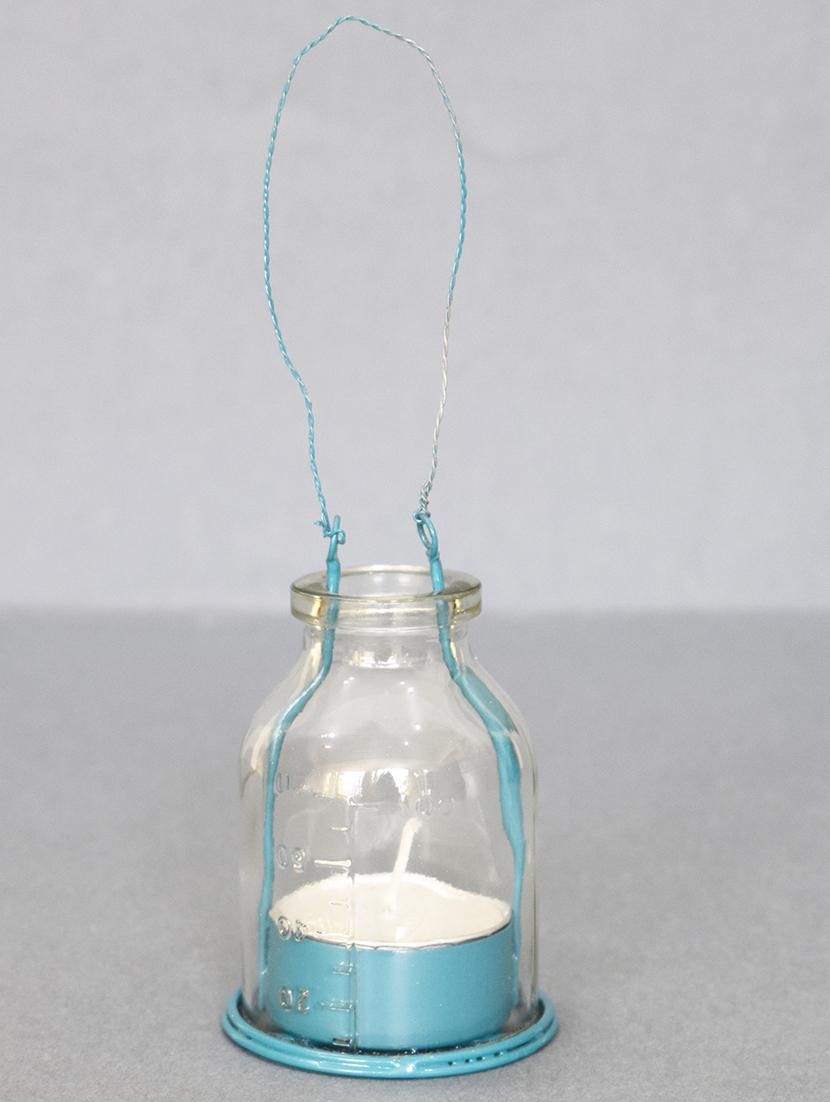 tea light holder - blue hanging glass - 15578059 - Zoom Image - 3