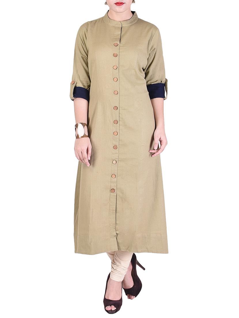 Peanut khadi a-line kurta - 15578307 - Zoom Image - 1