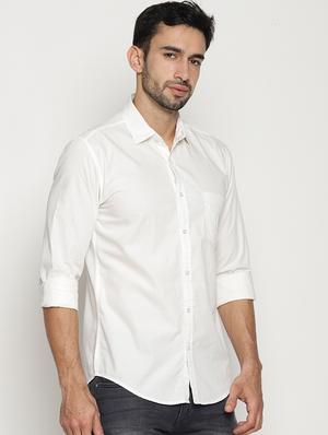 white solid casual shirt - 15578318 - Standard Image - 2