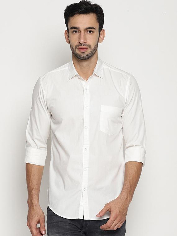 white solid casual shirt - 15578318 - Zoom Image - 1