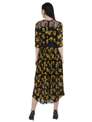 gathered lace panel floral dress - 15578855 - Standard Image - 3