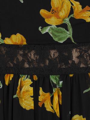 gathered lace panel floral dress - 15578855 - Standard Image - 4