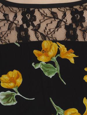 gathered lace panel floral dress - 15578855 - Standard Image - 5