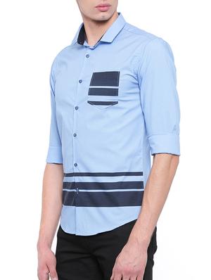 blue cotton casual shirt - 15579024 - Standard Image - 2