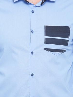 blue cotton casual shirt - 15579024 - Standard Image - 4