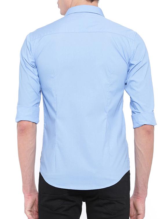 blue cotton casual shirt - 15579024 - Zoom Image - 3