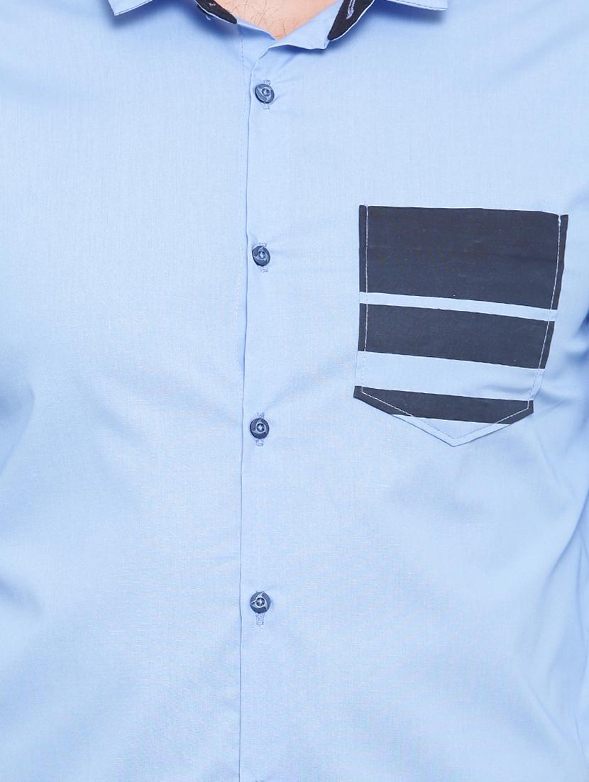 blue cotton casual shirt - 15579024 - Zoom Image - 4