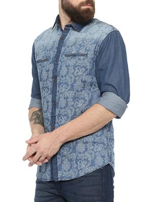 blue cotton casual shirt - 15579041 - Standard Image - 2