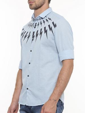 blue cotton casual shirt - 15579043 - Standard Image - 2