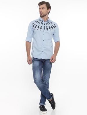 blue cotton casual shirt - 15579043 - Standard Image - 3