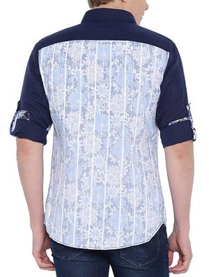 blue cotton casual shirt - 15579056 - Standard Image - 3