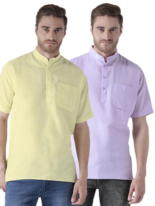 multi colored khadi short kurta (set of 2) - 15579323 - Standard Image - 1