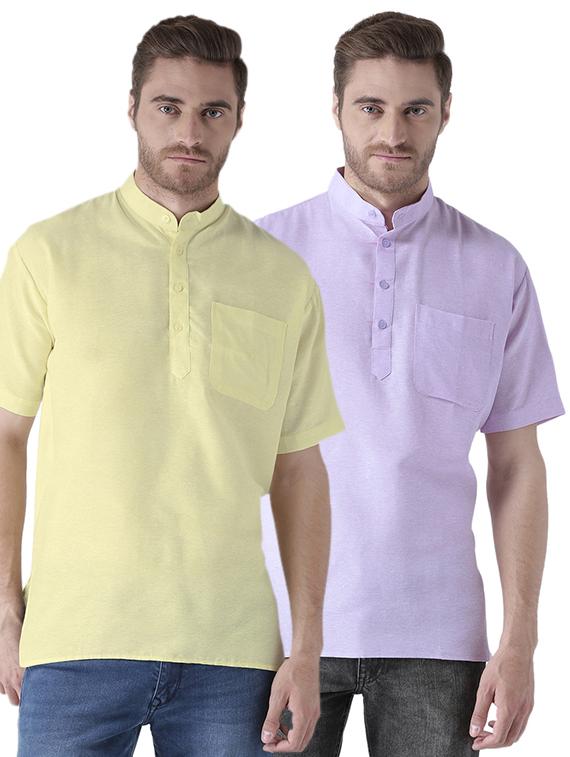 multi colored khadi short kurta (set of 2) - 15579323 - Zoom Image - 1