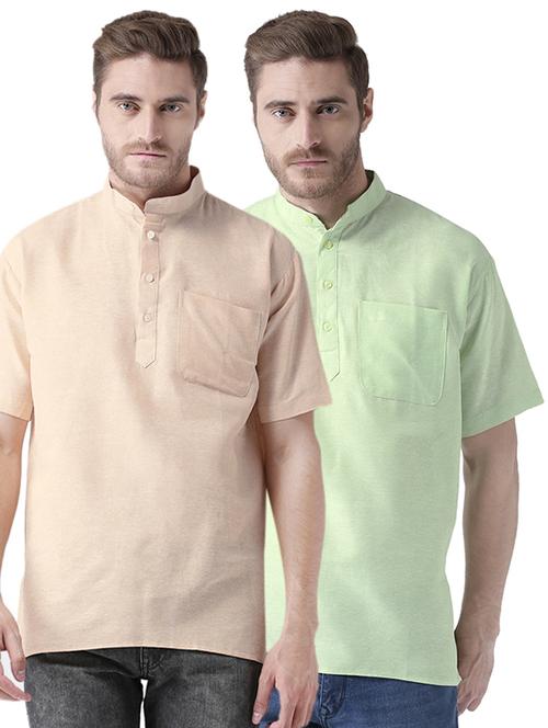 multi colored khadi short kurta (set of 2) - 15579643 - Standard Image - 1