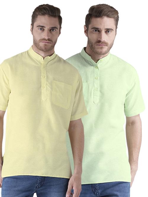 multi colored khadi short kurta (set of 2) - 15579644 - Standard Image - 1