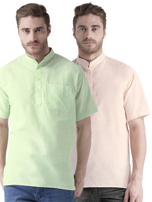 multi colored khadi short kurta (set of 2) - 15579646 - Standard Image - 1