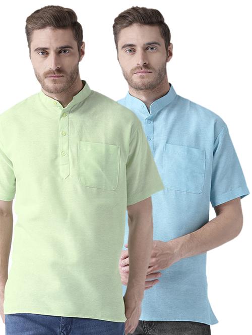 multi colored khadi short kurta (set of 2) - 15579648 - Very Small Image - 1