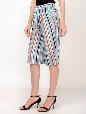 striped self tie belted culottes - 15579653 - Standard Image - 2