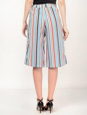 striped self tie belted culottes - 15579653 - Standard Image - 3