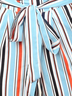 striped self tie belted culottes - 15579653 - Standard Image - 5
