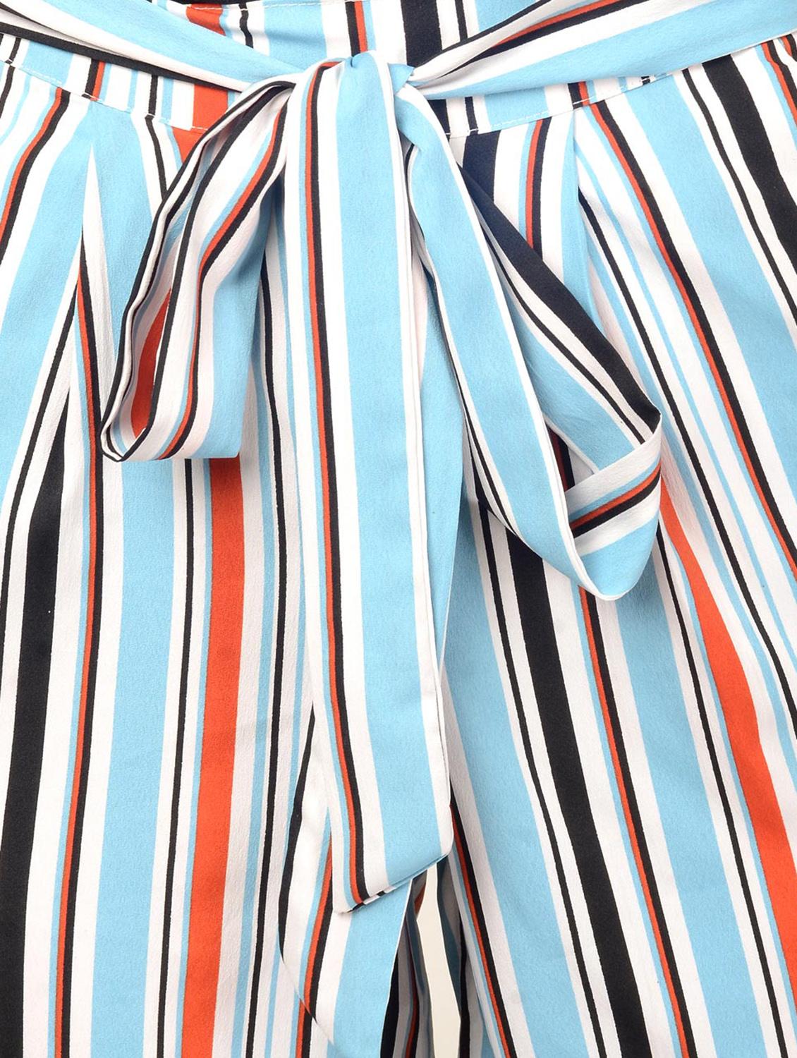 striped self tie belted culottes - 15579653 - Zoom Image - 5