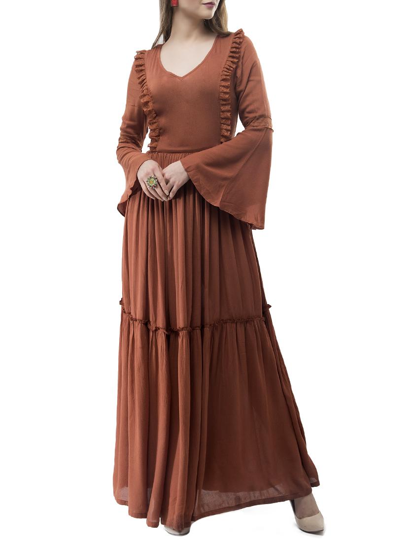 frilled lace detail maxi dress - 15579830 - Zoom Image - 1