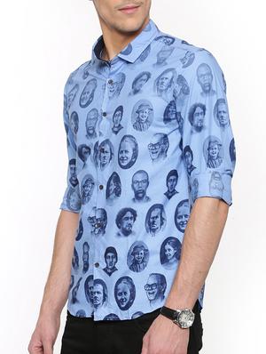 blue cotton casual shirt - 15580137 - Standard Image - 2