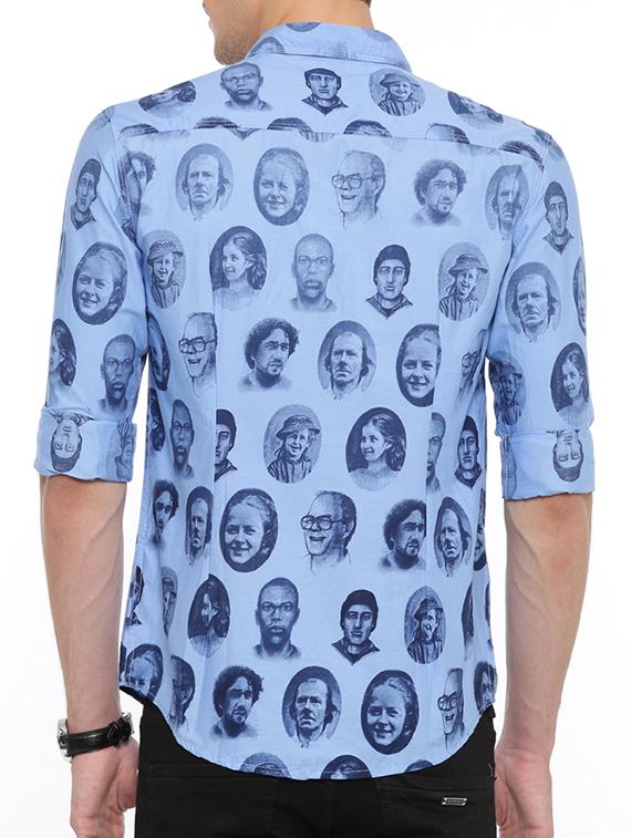 blue cotton casual shirt - 15580137 - Zoom Image - 3
