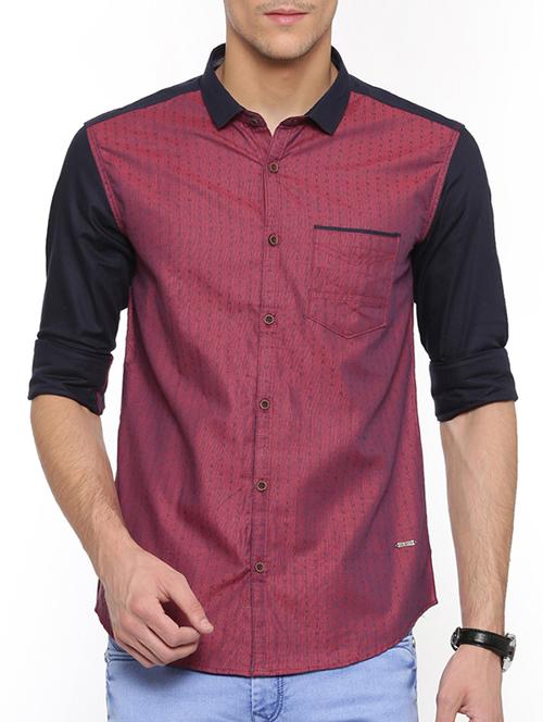 red cotton casual shirt - 15580141 - Standard Image - 1