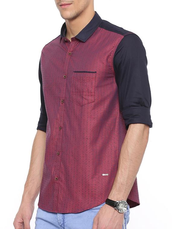 red cotton casual shirt - 15580141 - Zoom Image - 2