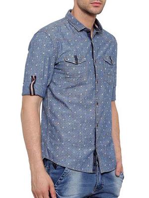 blue cotton casual shirt - 15580145 - Standard Image - 2