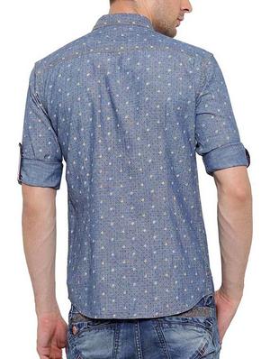 blue cotton casual shirt - 15580145 - Standard Image - 3