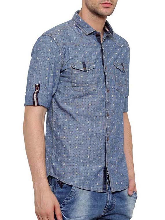 blue cotton casual shirt - 15580145 - Zoom Image - 2
