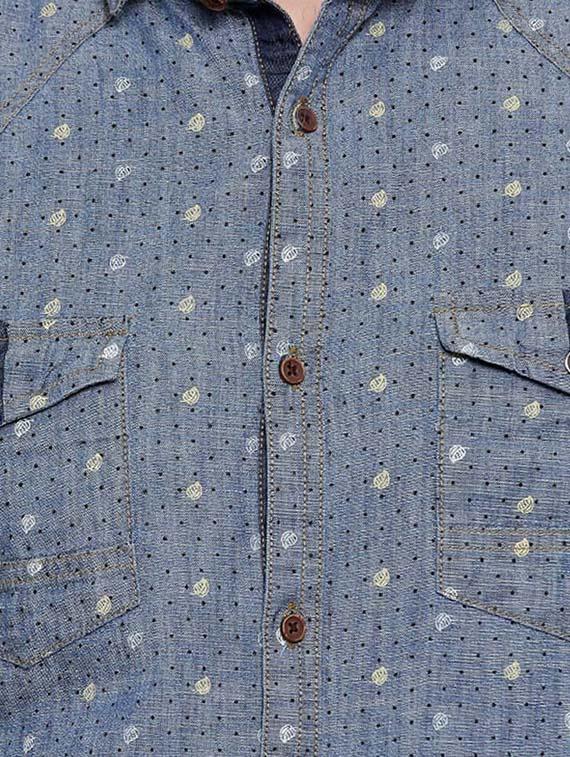 blue cotton casual shirt - 15580145 - Zoom Image - 4