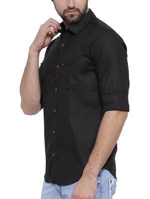 black cotton casual shirt - 15580149 - Standard Image - 2