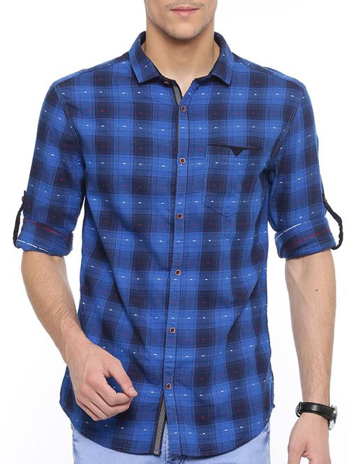 navy blue cotton casual shirt - 15580155 - Very Small Image - 1