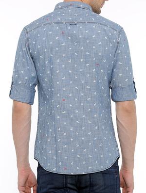 blue cotton casual shirt - 15580157 - Standard Image - 3