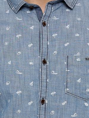 blue cotton casual shirt - 15580157 - Standard Image - 4