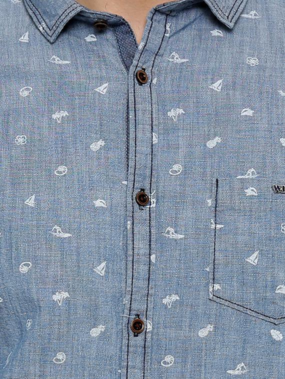 blue cotton casual shirt - 15580157 - Zoom Image - 4
